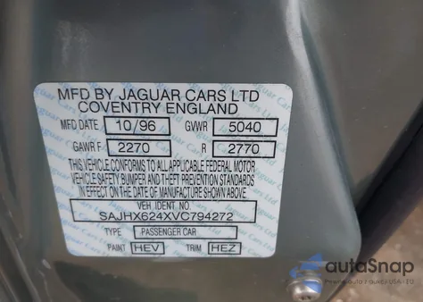 1997 Jaguar Xj6 L z USA, uszkodzony, nr VIN SAJHX624XVC794272